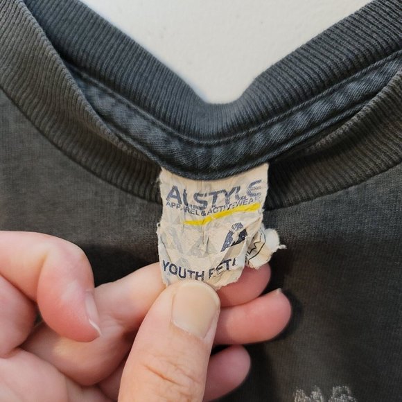 VTG New Super Mario Bros T-shirt AlStyle Tag Youth Fit Size Medium Black Faded - Picture 4 of 12